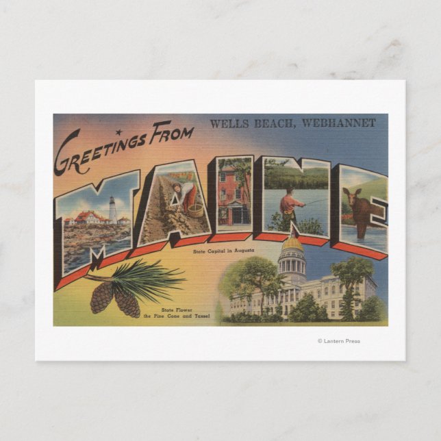 Cartão Postal Webhannet, Maine (Wells Beach) (Frente)