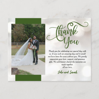 Cartão Postal Wedding Bokeh Obrigado Nota Cartão-postal