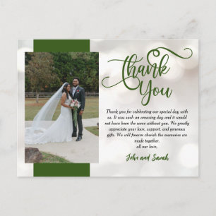 Cartão Postal Wedding Bokeh Obrigado Nota Cartão-postal