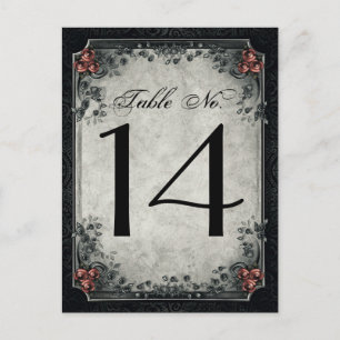 Cartão Postal Wedding Skeletons Black & Gray Table Numbers