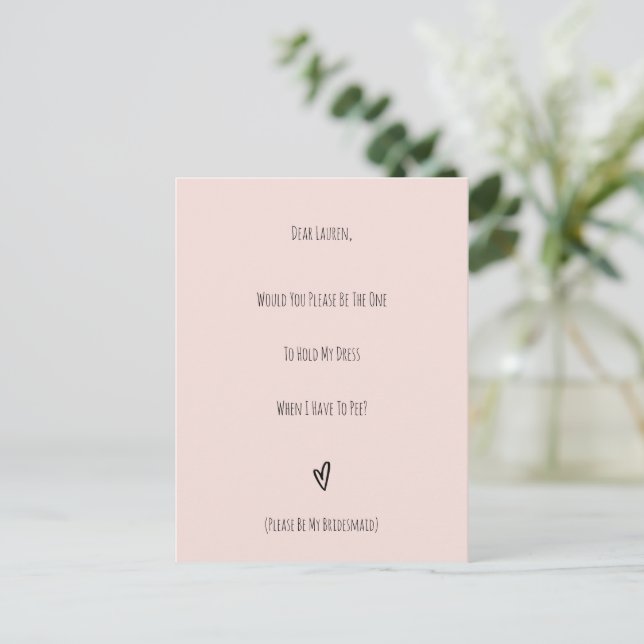 Cartão Postal Wedding Will You Be My Bridesmaid Invitation Card (Em pé/Frente)