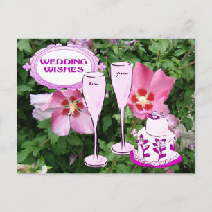 Cartão Postal Wedding wishes, champagne and wedding cake