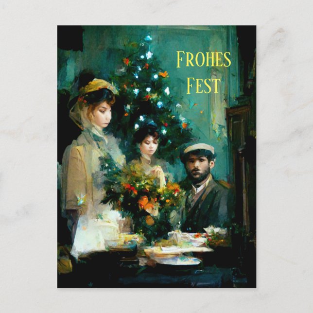 Cartão Postal Weihnachten im Familienkreis. Impressionistisch (Frente)