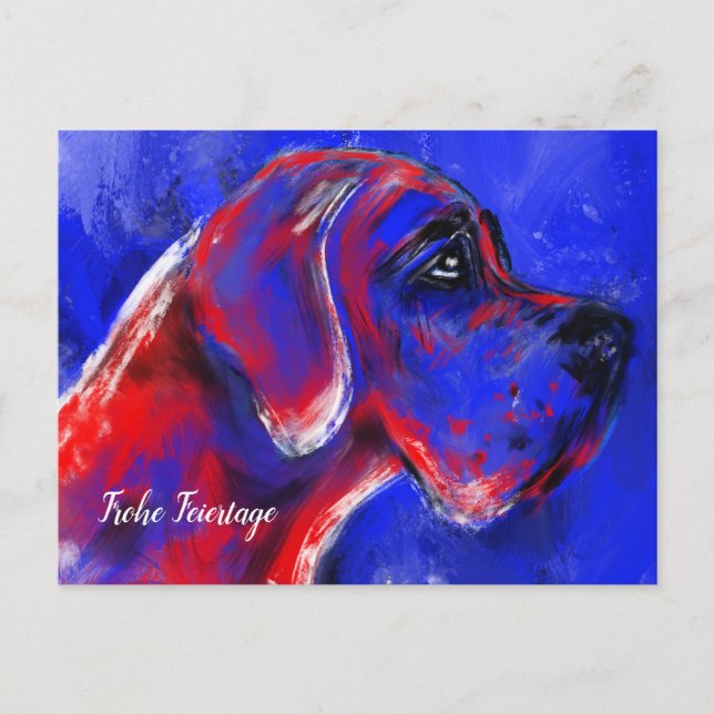 Cartão Postal Weihnachten mit Doggen Portrait (Frente)