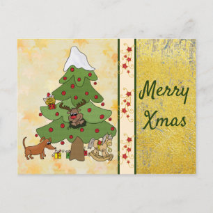 Cartão Postal Weihnachtsbaum mit Hund