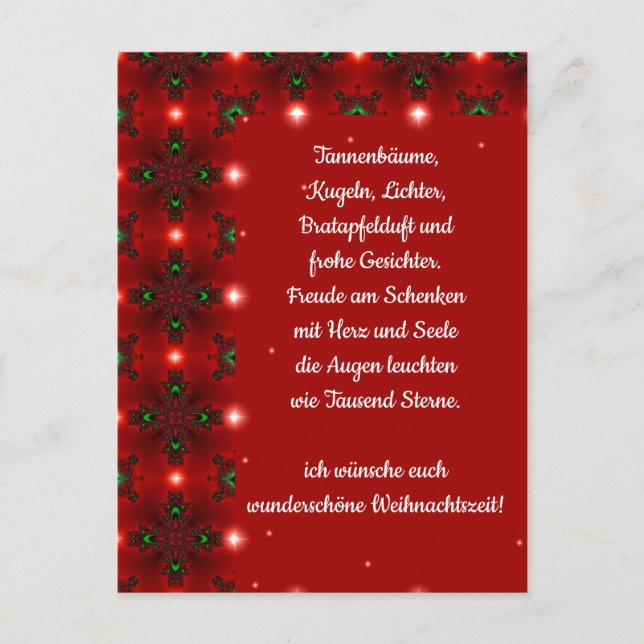 Cartão Postal Weihnachtsgedicht Deutsch, Adicione Seu Texto (Frente)
