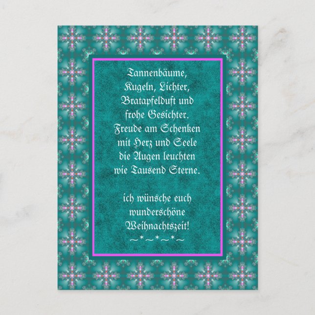 Cartão Postal Weihnachtsgedicht Deutsch, Adicione Seu Texto (Frente)