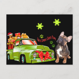 Cartão Postal Weihnachtskarte französische Bulldoggen Christmas 