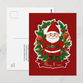 Cartão Postal Weihnachtsmann mit Tannenzweigen - 