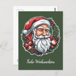 Cartão Postal Weihnachtsmannkopf mit Kranz -