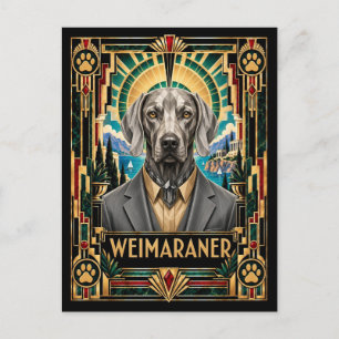 Cartão Postal Weimaraner, Cão Art Deco