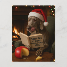 Cartão Postal Weimaraner 'Cheese Tax' Christmas postcard