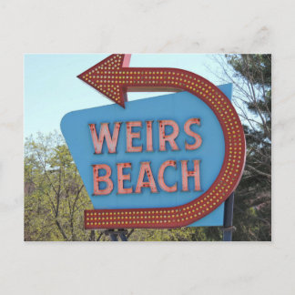 Cartão Postal Weirs Beach New Hampshire Vintage Sign