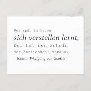 Cartão Postal Weisse Goethe Zitat Sich verstellen lernen