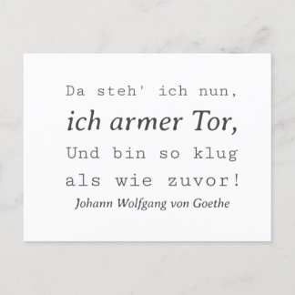 Cartão Postal Weisse Goethe Zitat So klug als wie zuvor