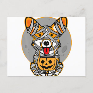 Cartão Postal Welsh Corgi Mummy Cute Halloween Costume Dog Lover