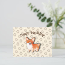 Welsh Corgi Pembroke Aniversário Editável