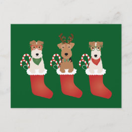 Cartão Postal Welsh Wire Fox Terrier Dogs Natal