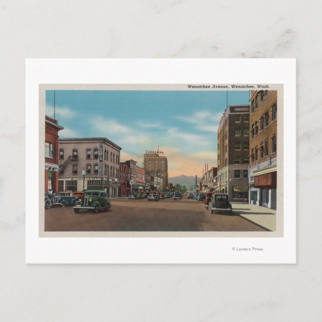Cartão Postal Wenatchee, WAView de Wenatchee Ave. (Frente)