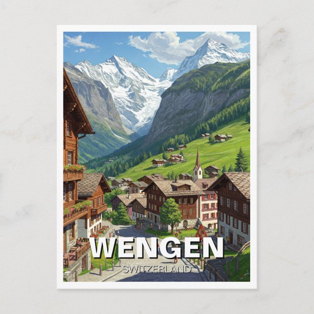 Cartão Postal Wengen Suiça (Frente)