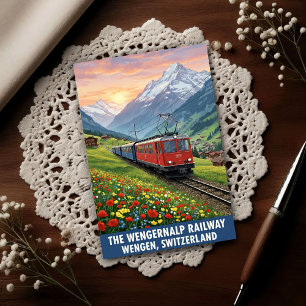 Cartão Postal Wengen, Suíça: Viagens Antigas dos Anos 60