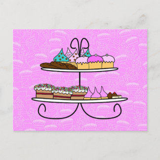 Cartão Postal wenskaart - Party Girls - High Tea - cupcakes