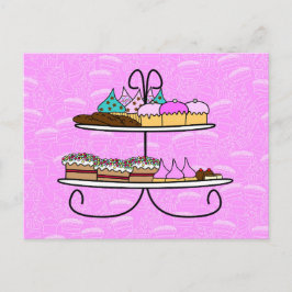 Cartão Postal wenskaart - Party Girls - High Tea - cupcakes