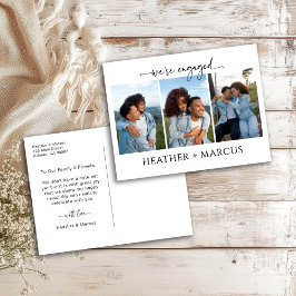 Cartão Postal We're Engaged 3 Photo Script Postcard