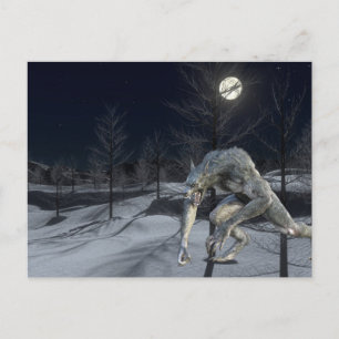 Cartão Postal Werewolf da Neve Inverno Assusta Halloween
