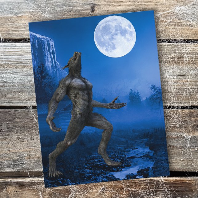 Cartão Postal Werewolf Moon Landscape Halloween (Criador carregado)
