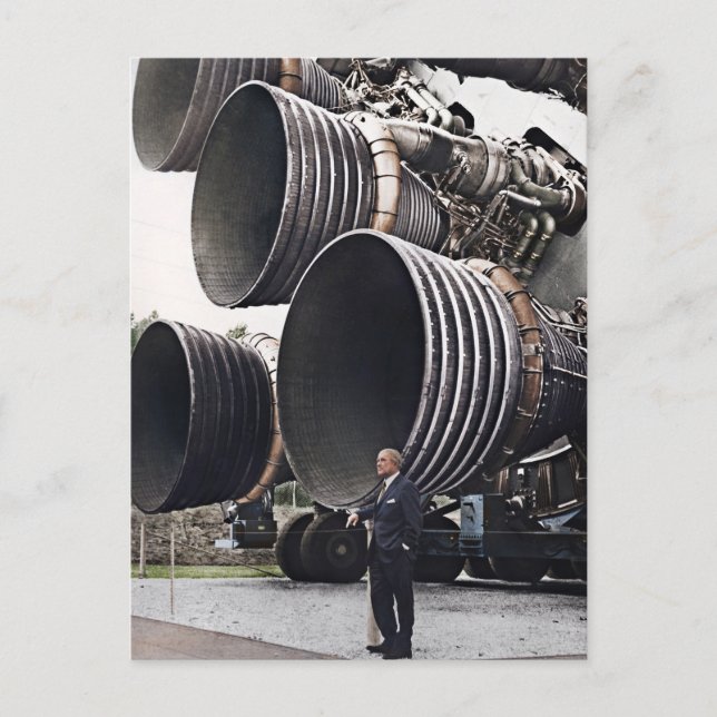 Cartão Postal Wernher von Braun e Saturn V (Frente)