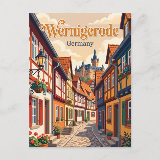 Cartão Postal Wernigerode, Alemanha, viela Alemanha (Frente)
