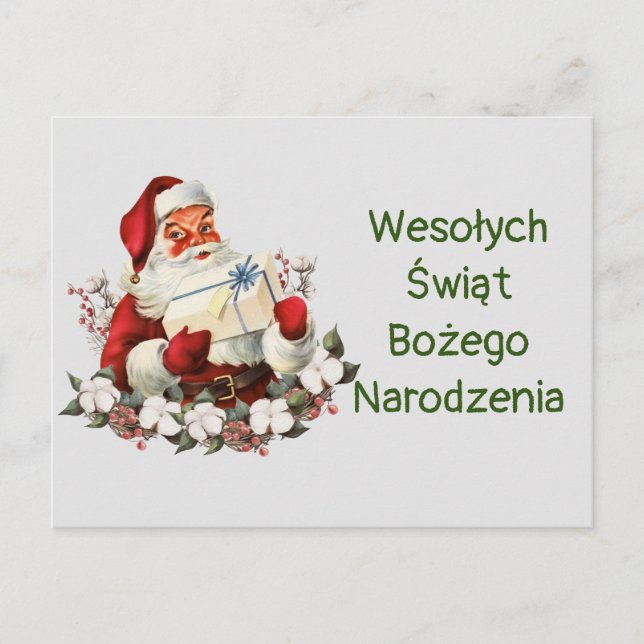 Cartão Postal Wesołych Świąt Bożego Narodzenia Merry Christmas (Frente)