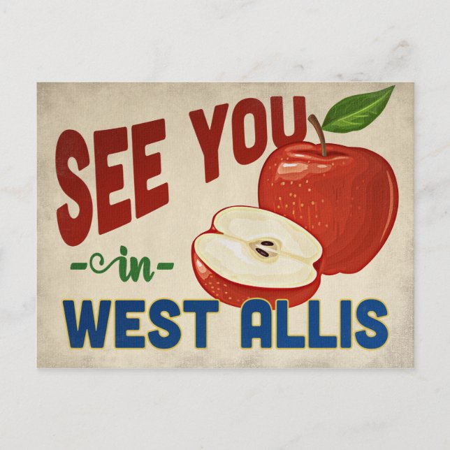 Cartão Postal West Allis Wisconsin Apple - Viagens vintage (Frente)