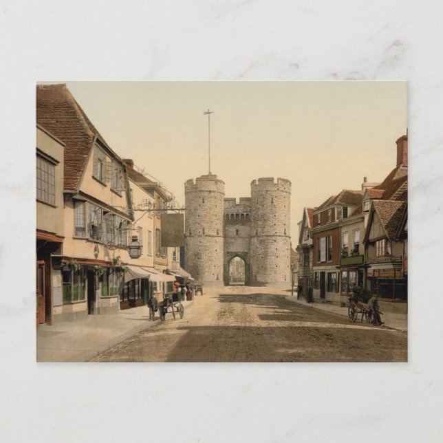 Cartão Postal West Gate, Canterbury, Kent, Inglaterra (Frente)