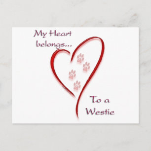 Cartão Postal West Highland White Terrier Hearts pertence
