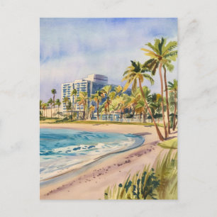 Cartão Postal West Palm Beach, Florida, Watercolor Painting