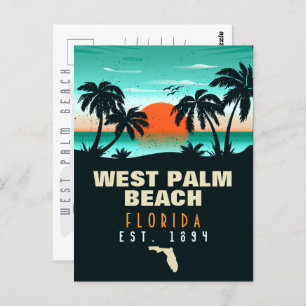 Cartão Postal West Palm Beach Retro Sunset Souvenirs