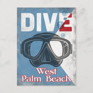 Cartão Postal West Palm Beach Vintage Scuba Diving Mask