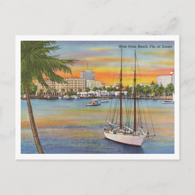 Cartão Postal West Palm Beach Vintage Sunset (Frente)
