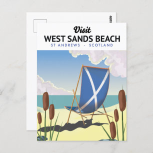 Cartão Postal West Sands Beach, Ruas Andrews Scotland