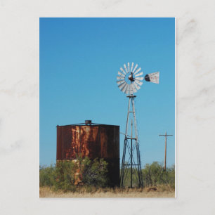 Cartão Postal West Texas Windmill e Water Tank