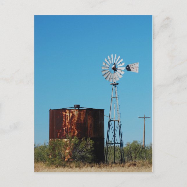 Cartão Postal West Texas Windmill e Water Tank (Frente)