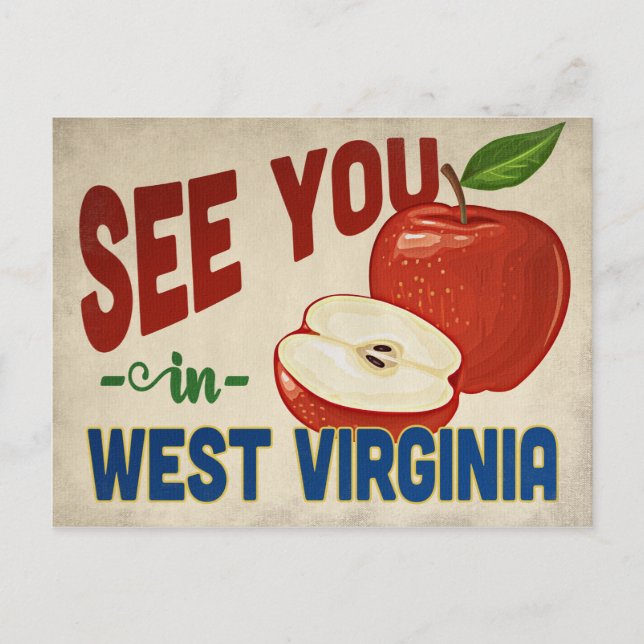 Cartão Postal West Virginia Apple - Viagens vintage (Frente)