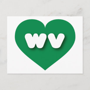 Cartão Postal West Virginia Green Heart - Eu amo wv