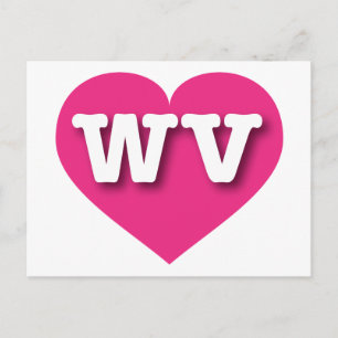 Cartão Postal West Virginia Hot Pink Heart - Eu amo WV