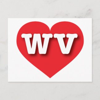 Cartão Postal West Virginia Red Heart - Eu amo WV