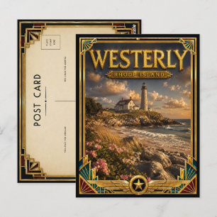 Cartão Postal Westerly Rhode Island Vintage Art Deco Idade Doura