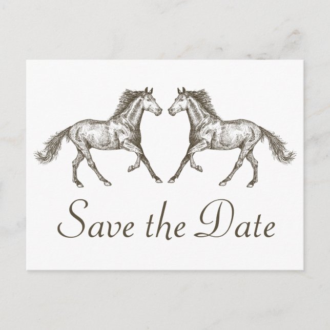 Cartão Postal Western Save The Date Noivado Wedse Horse (Frente)