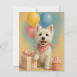 Cartão Postal Westie Birthday
